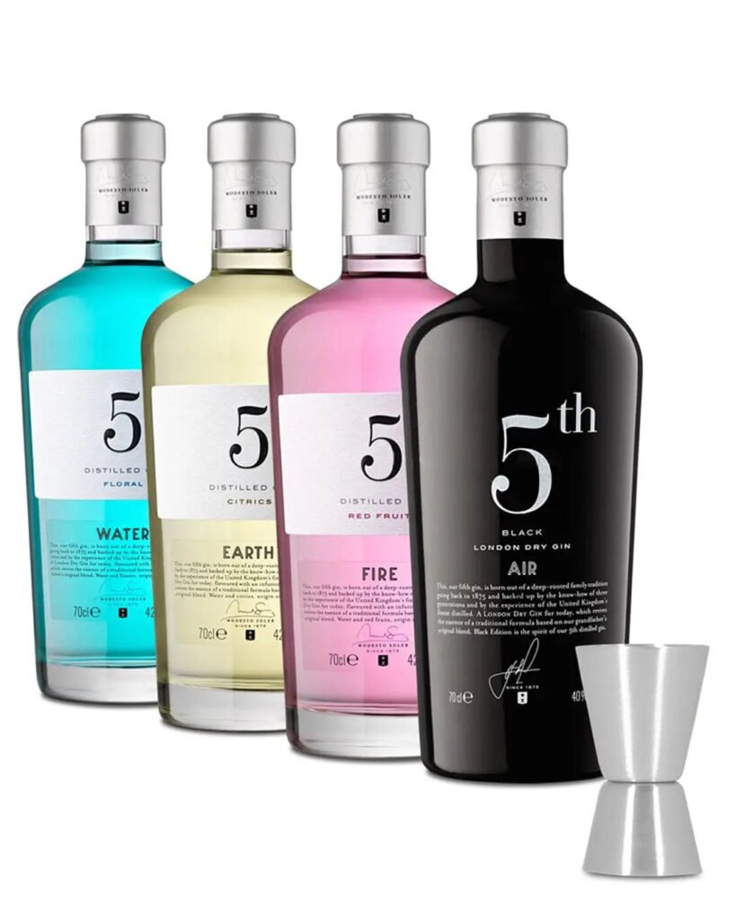 5th Gin Set with Jigger & Botanicals 4 x 70 cl