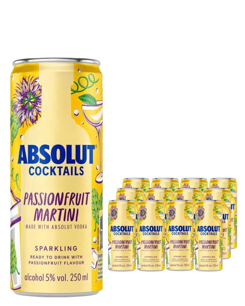 Absolut Passion Fruit Martini Cocktail Sparkling Multipack, 12 x 250 ml