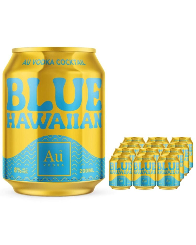 Au Vodka Blue Hawaiian Premixed Drink 12 x 200 ml