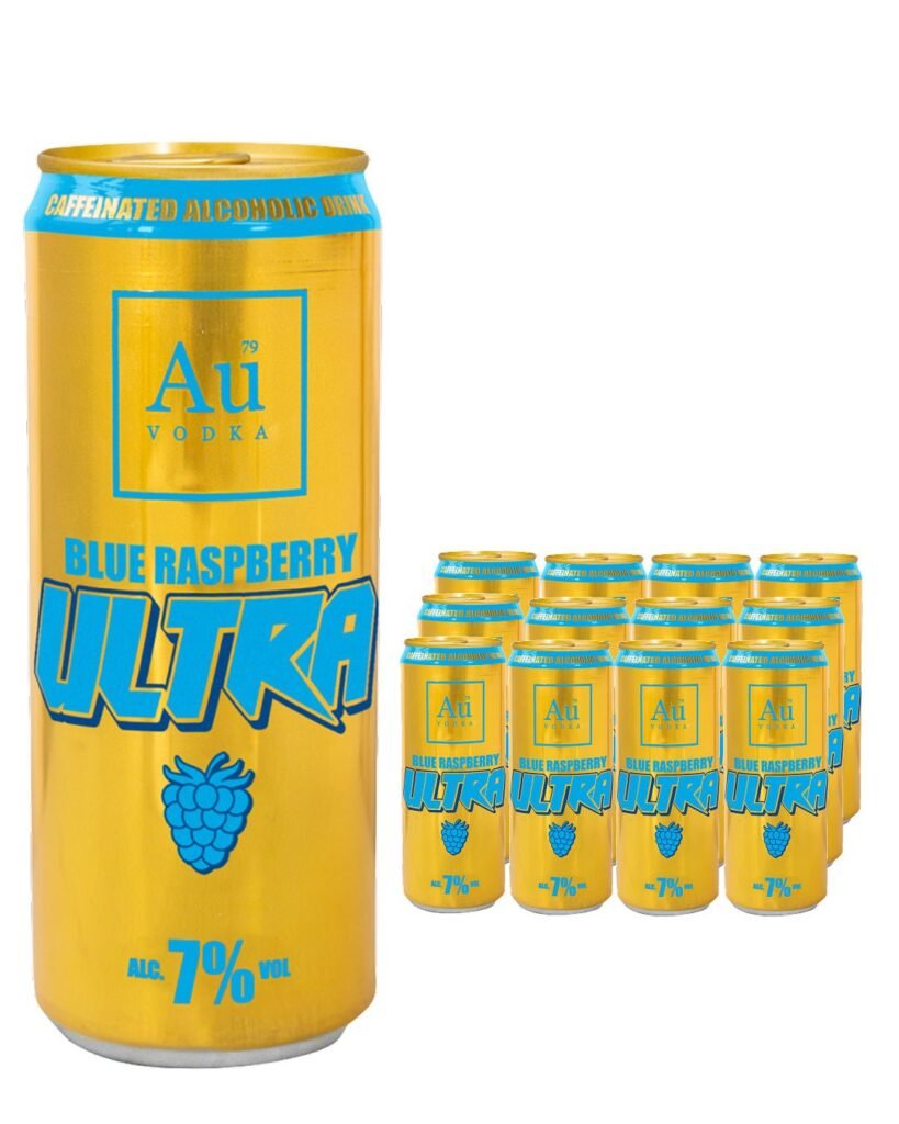 Au Vodka Ultra Blue Raspberry Caffeine Premixed Drink 12 x 500 ml