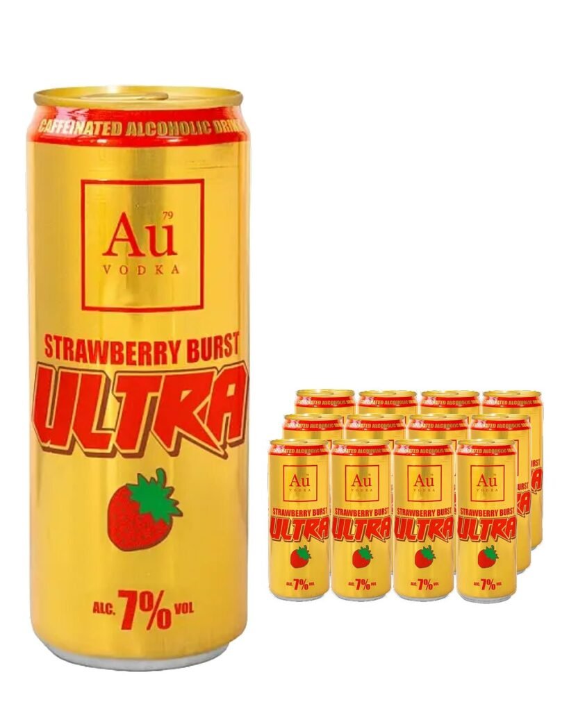 Au Vodka Ultra Strawberry Burst Caffeine Premixed Drink 12 x 500 ml
