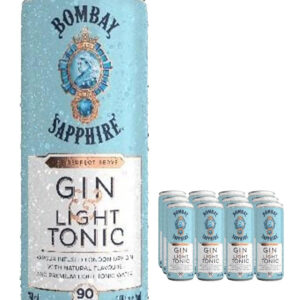 Bombay Sapphire Gin & Light Tonic Premixed Cocktail Can Multipack, 12 x 250 ml