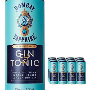 Bombay Sapphire Gin & Tonic Premixed Cocktail Can Multipack, 12 x 250 ml
