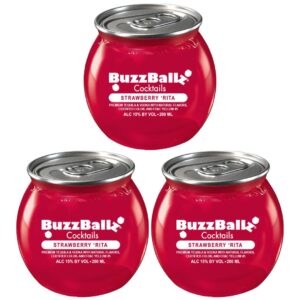 BuzzBallz Strawberry Rita Cocktail, 3 x 200 ml