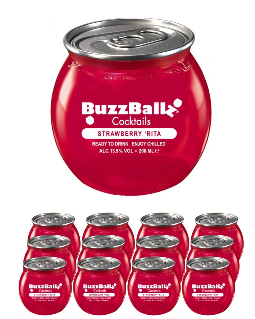 BuzzBallz Strawberry Rita Cocktail 12 x 200 ml Pack