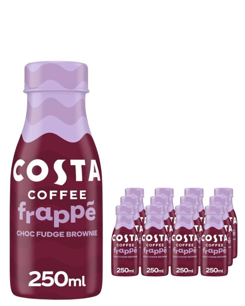 Costa Coffee Frappe Choc Fudge Brownie Plastic Bottle Iced Coffee 12 x 250 ml