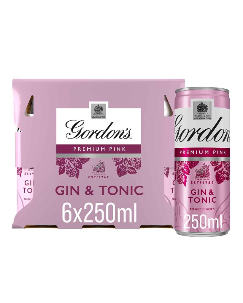Gordon's Pink Gin & Tonic Premixed Cocktail Can Multipack, 6 x 250 ml