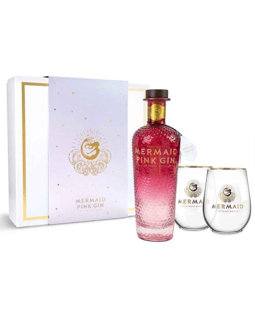 Isle of Wight Distillery Mermaid Pink Gin Gift Pack 70 cl