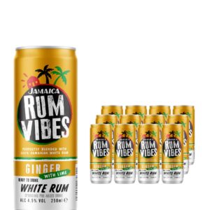 Jamaica Rum Vibes Ginger with Lime & White Rum Premixed Drink, 12 x 250 ml