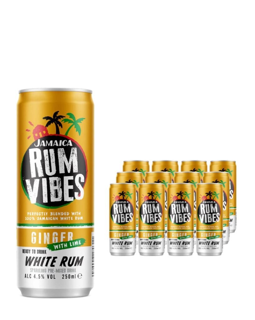 Jamaica Rum Vibes Ginger with Lime & White Rum Premixed Drink 12 x 250 ml