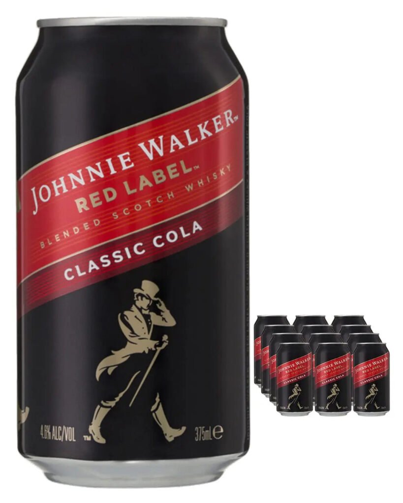 Johnnie Walker Red Label And Cola Premixed Cocktail Can Multipack, 12 x 330 ml