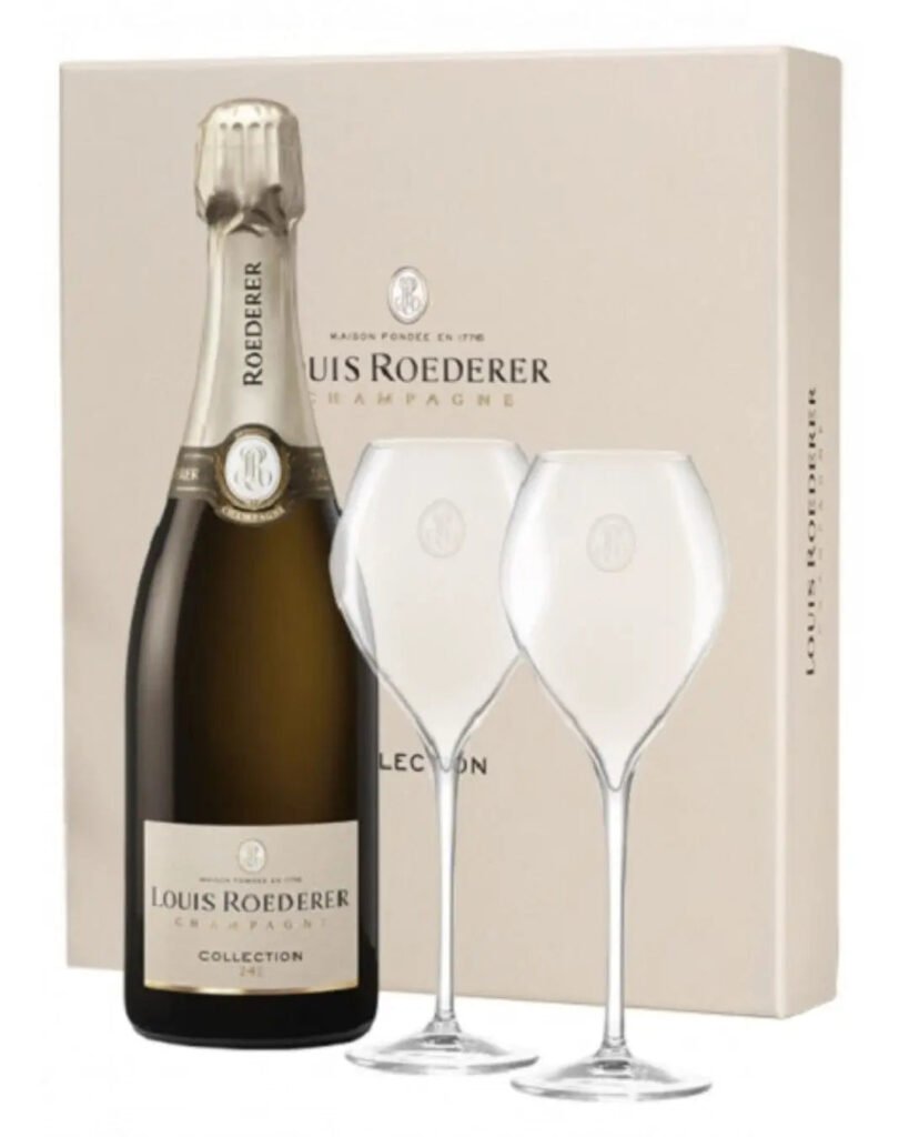 Louis Roederer Collection 244 Brut Champagne  Jamesse Flutes Gift Set 75 cl