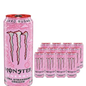 Monster Ultra Strawberry Dreams Energy Drink Can Multipack, 12 x 500 ml