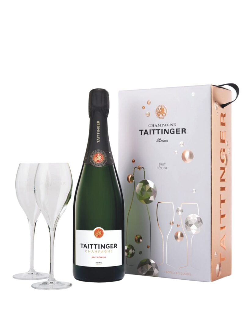 Taittinger Brut Reserve Gift Set with 2 Flutes 75 cl